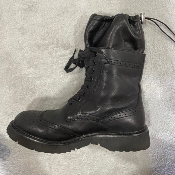 Prada Black Leather Combat Boots Size 7 - Picture 8 of 13